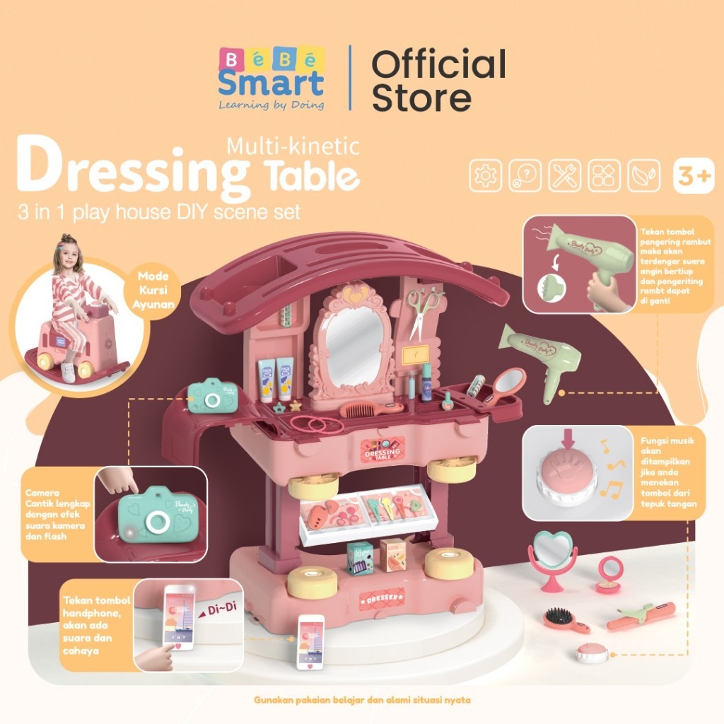 BEBE SMART BEBESMART Ride On Mainan Anak 3 in 1 / Mainan Edukatif / Mainan Dokter / Mainan Makeup / Mainan Dapur