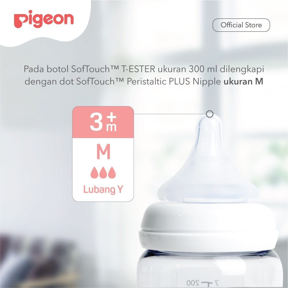 PIGEON Botol Softouch T-Ester Wide Neck Clear 200ml/300ML W/ P-Plus Nipple (BOTOL SUSU PIGEON) / Wide neck / perlengkapan menyusui anak bayi / Softouch / PPSU /botol susu kaca jernih / sinar uv