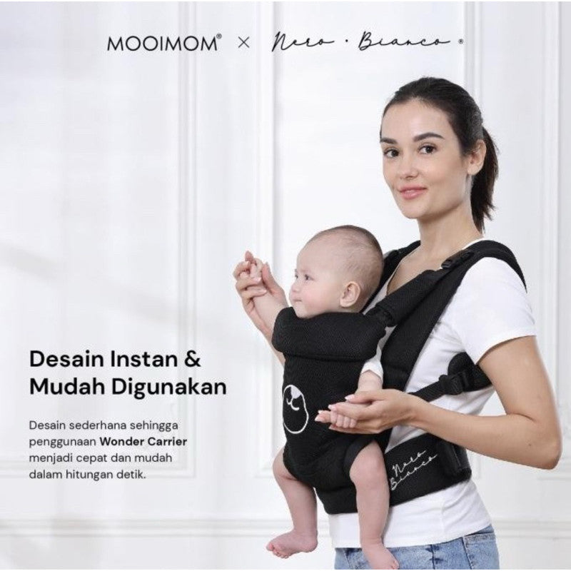 MOOIMOM X NERO BIANCO WONDER CARRIER PURE SERIES BLACK ORIGINAL GENDONGAN BAYI SSC BABY CARRIER MOOIMOM
