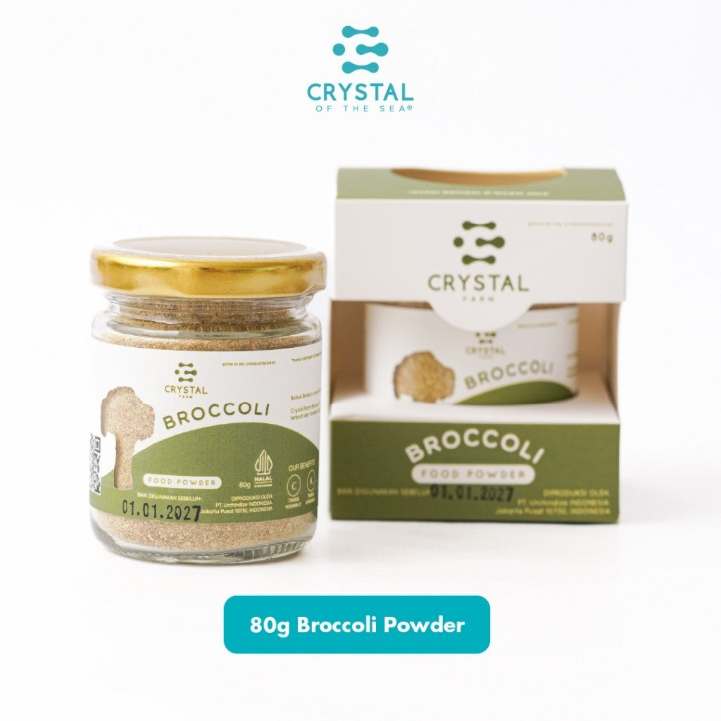 Crystal Farm | Broccoli Powder (20gr) (80gr)/ Bubuk Sayur Brokoli/ Vegetable Food Powder Gizi MPASI Non MSG