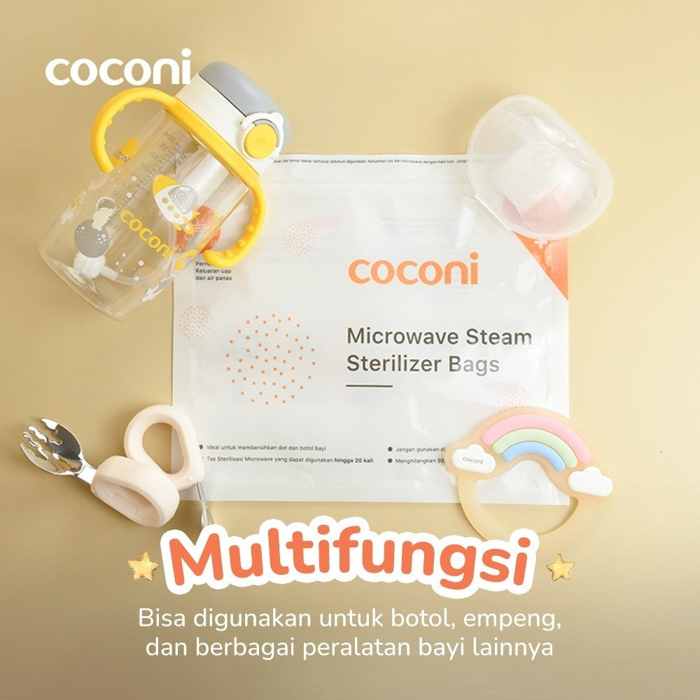 COCONI Microwave Steam Sterilizer Bag 6 Pcs | Reusable Kantong Sterilizer Botol Susu Perlengkapan Bayi isi 6Pcs