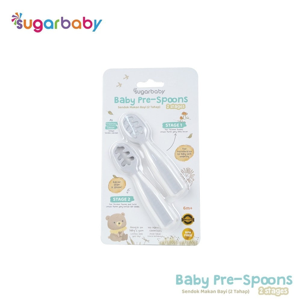 Sugar Baby Pre Spoon 2 Stages Sendok Belajar Bayi BPA FREE / Training Spoon / Peralatan Makan MPASI Bayi