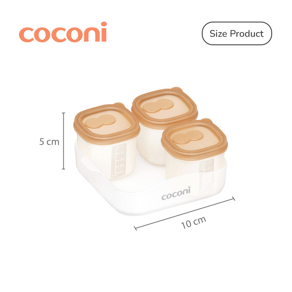 COCONI Portion Pods 4 Pcs | Tempat Wadah Penyimpanan MPASI Cetakan Es Batu isi 4 Pcs Silikon BPA FREE