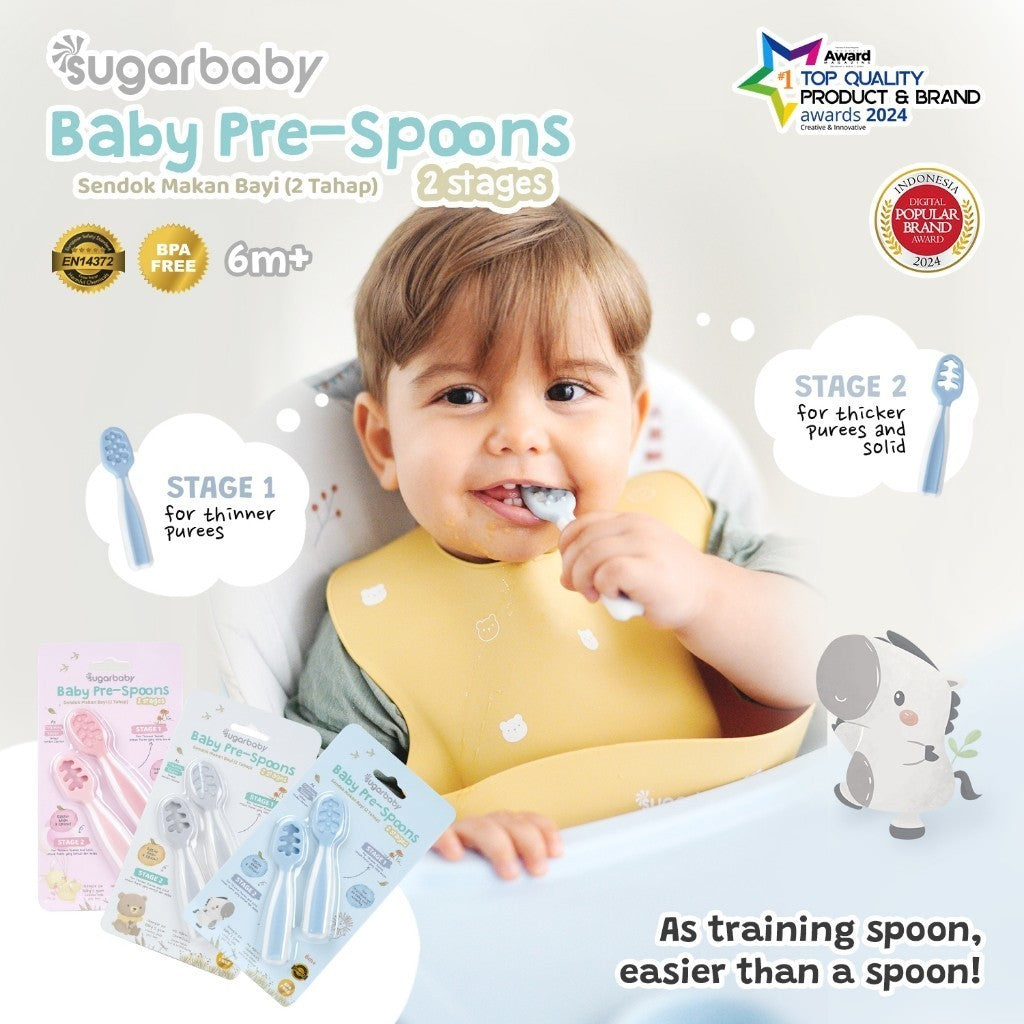 Sugar Baby Pre Spoon 2 Stages Sendok Belajar Bayi BPA FREE / Training Spoon / Peralatan Makan MPASI Bayi