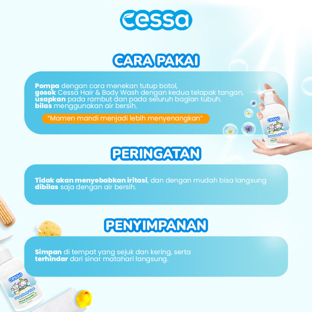 Cessa Hair & Body Wash - Healthy Skin & Silky Smooth Hair 250 Ml