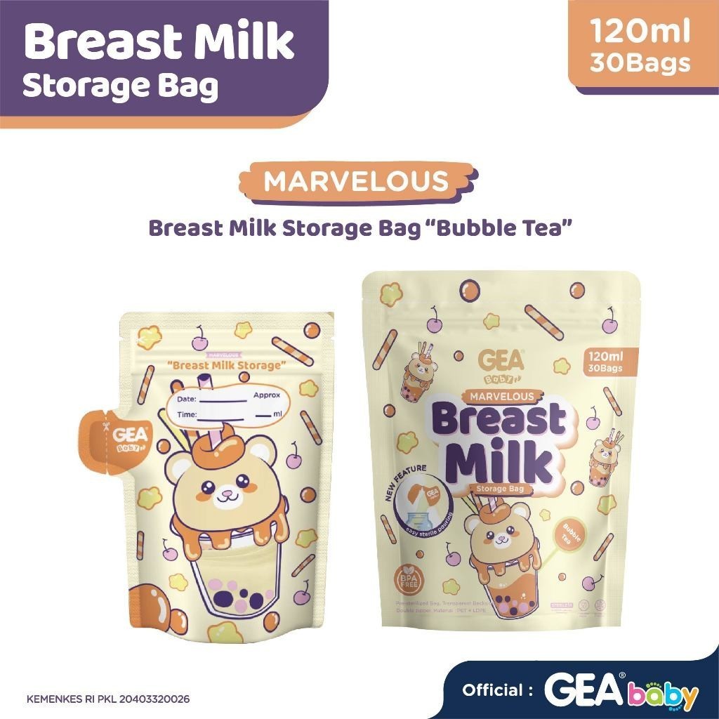 GEA Baby premium breast milk storage bag 120ml Pour Marvelous Dessert Edition / kantong asi isi 30 pouch