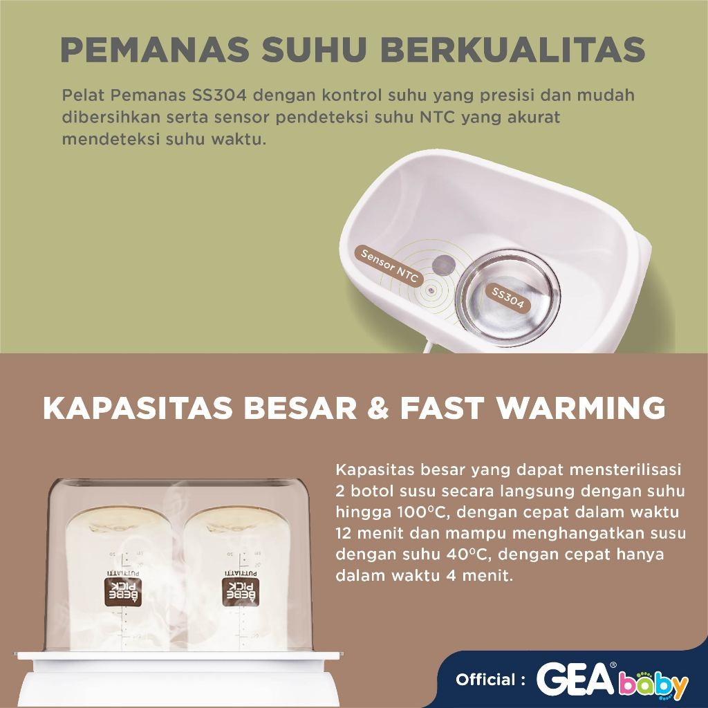 Gea baby Smart Digital Bottle Warmer & Sterilizer GW-150 / penghangat botol susu / pemanas susu / pemanas makanan / sterilisasi uap