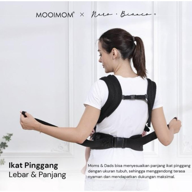 MOOIMOM X NERO BIANCO WONDER CARRIER PURE SERIES BLACK ORIGINAL GENDONGAN BAYI SSC BABY CARRIER MOOIMOM