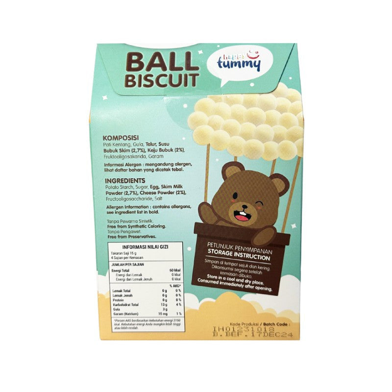 Happy Tummy Ball Biscuit Snack Anak 1 - 3 tahun 60g
