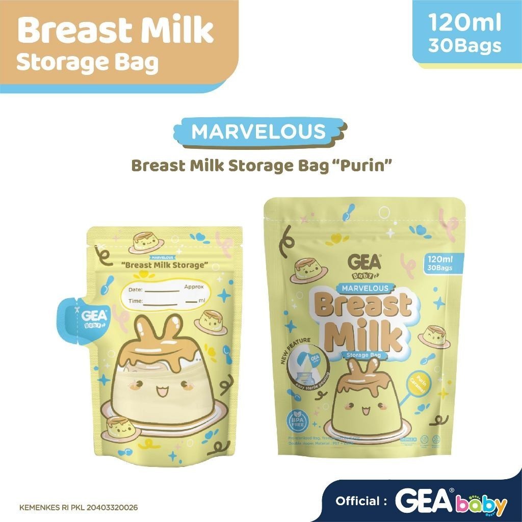 GEA Baby premium breast milk storage bag 120ml Pour Marvelous Dessert Edition / kantong asi isi 30 pouch