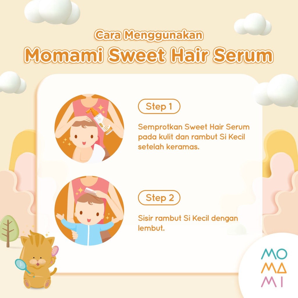 Momami Sweet Hair Serum 100ml melembutkan dan membuat rambut anak berkilau