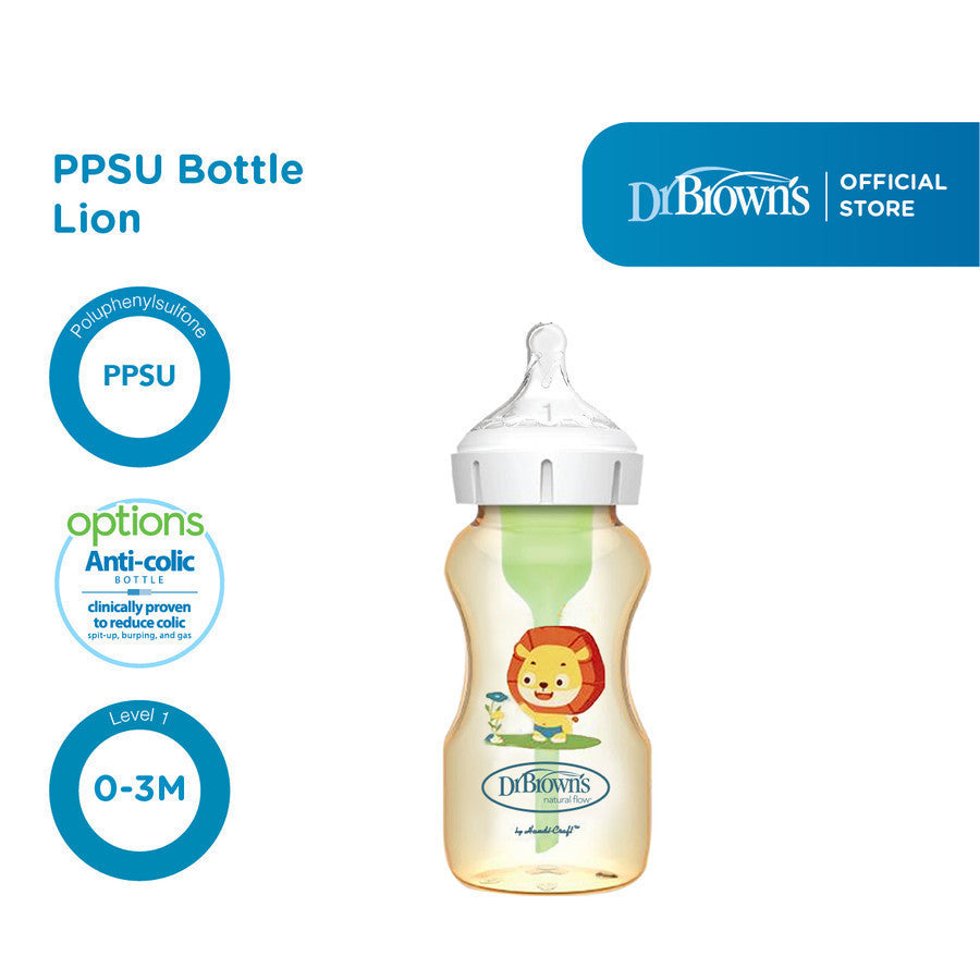 Dr. Brown's Dr Browns PPSU Wide Neck Options+ Bottle 150ml & 270ml NEW MOTIF