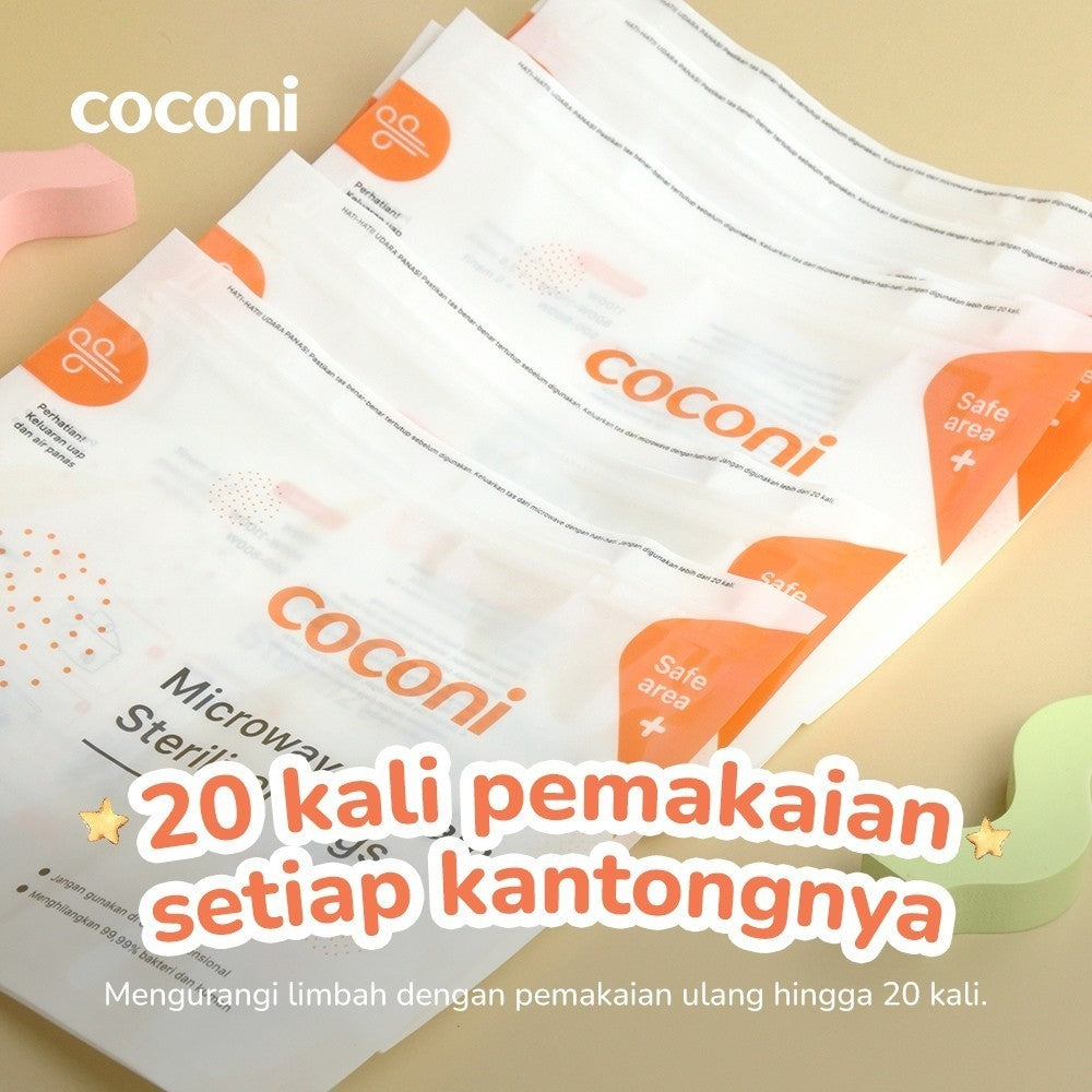 COCONI Microwave Steam Sterilizer Bag 6 Pcs | Reusable Kantong Sterilizer Botol Susu Perlengkapan Bayi isi 6Pcs