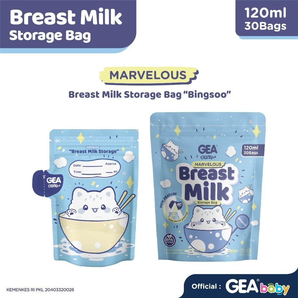 GEA Baby premium breast milk storage bag 120ml Pour Marvelous Dessert Edition / kantong asi isi 30 pouch