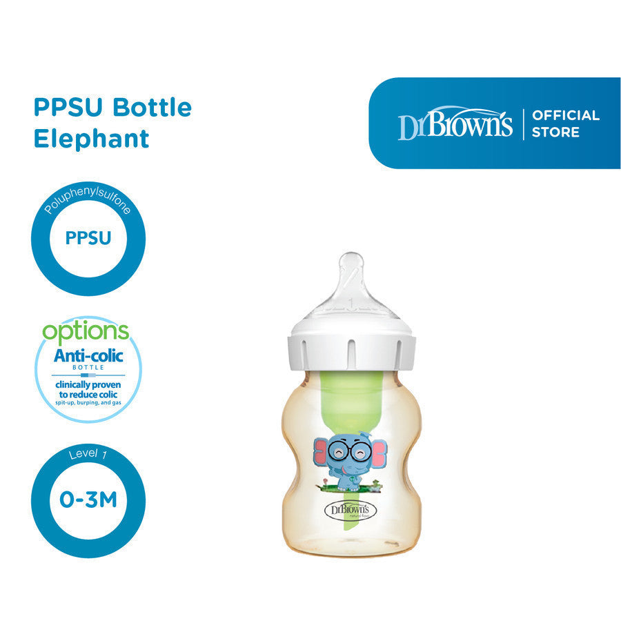 Dr. Brown's Dr Browns PPSU Wide Neck Options+ Bottle 150ml & 270ml NEW MOTIF