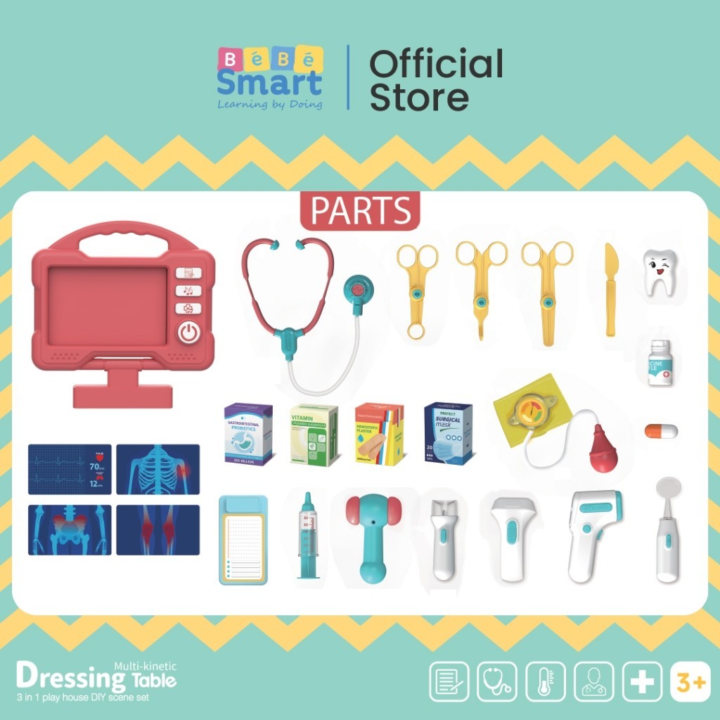 BEBE SMART BEBESMART Ride On Mainan Anak 3 in 1 / Mainan Edukatif / Mainan Dokter / Mainan Makeup / Mainan Dapur