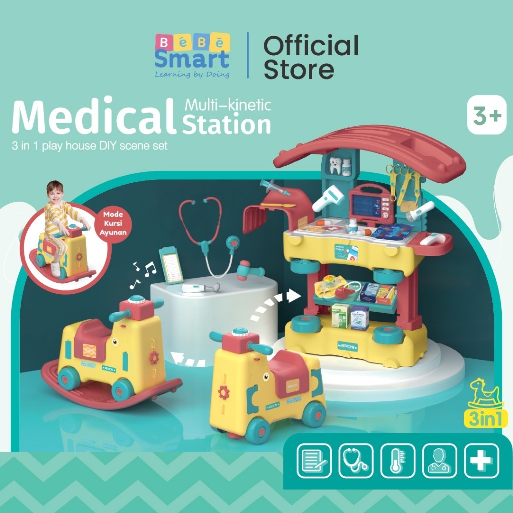 BEBE SMART BEBESMART Ride On Mainan Anak 3 in 1 / Mainan Edukatif / Mainan Dokter / Mainan Makeup / Mainan Dapur
