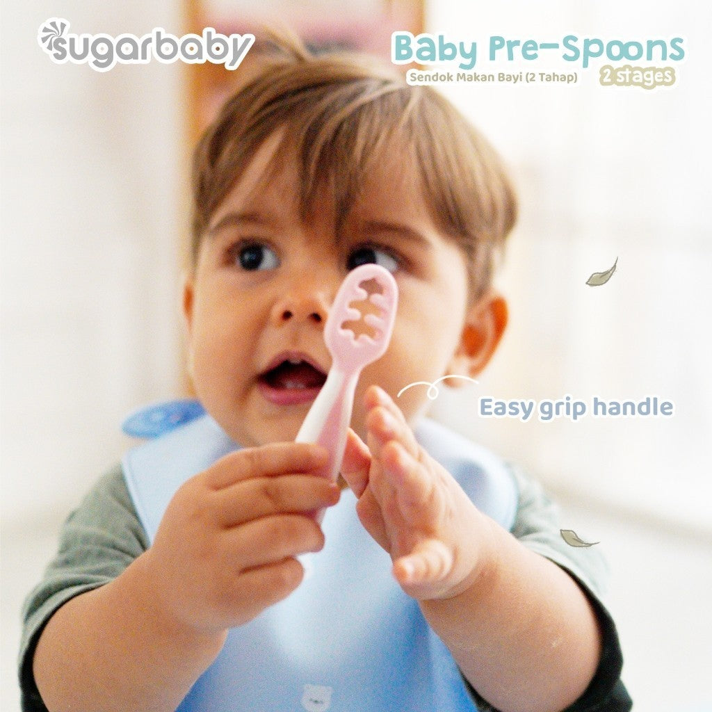 Sugar Baby Pre Spoon 2 Stages Sendok Belajar Bayi BPA FREE / Training Spoon / Peralatan Makan MPASI Bayi