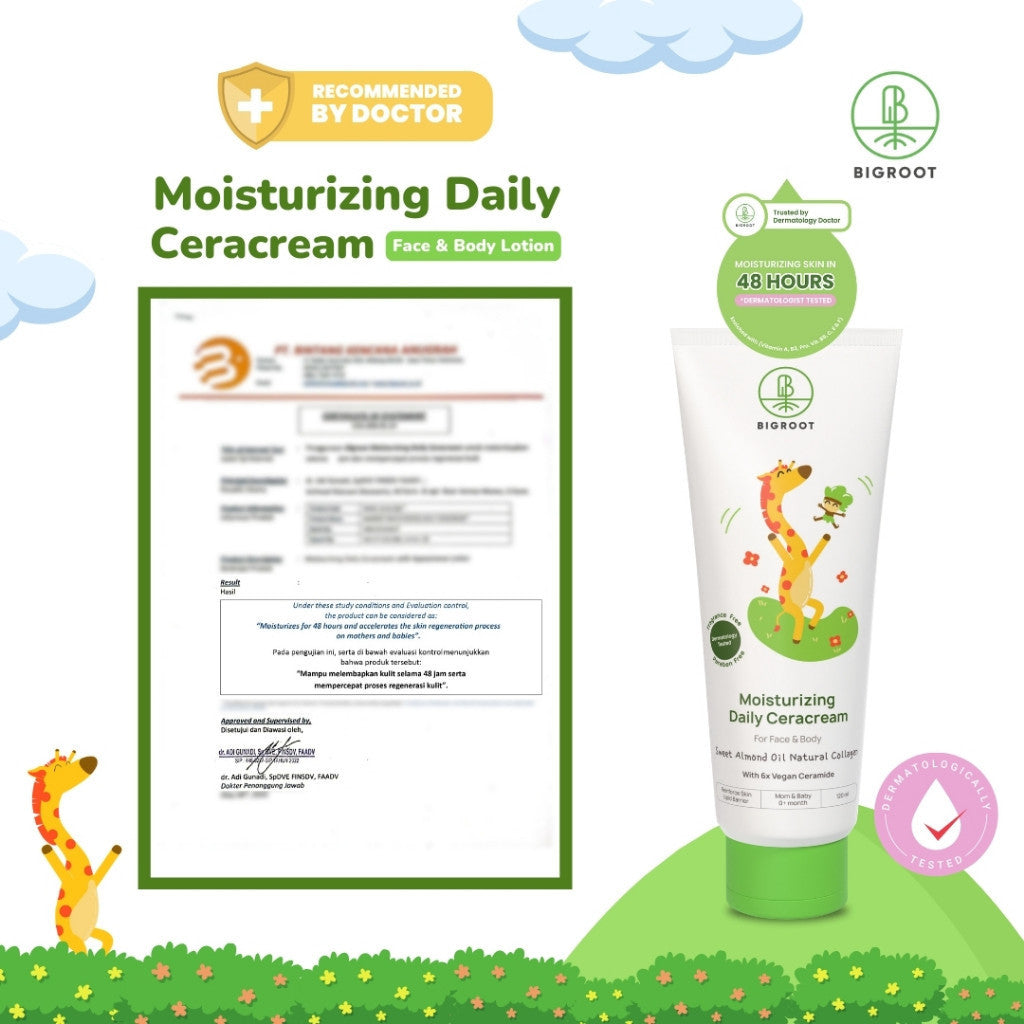 Bigroot Moisturizing Daily Ceracream Face & Body Lotion with 6x Vegan Ceramide 120 ml - 48 Jam melembabkan kulit