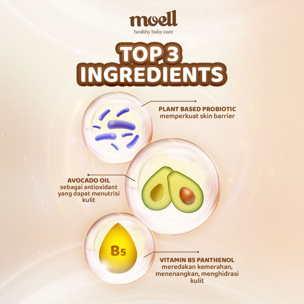 Moell Face Cream 40gr Healthy Glow Barrier Face Cream - Pelembab Wajah Bayi - Plant Based Probiotics Suitable For Sensitive Skin