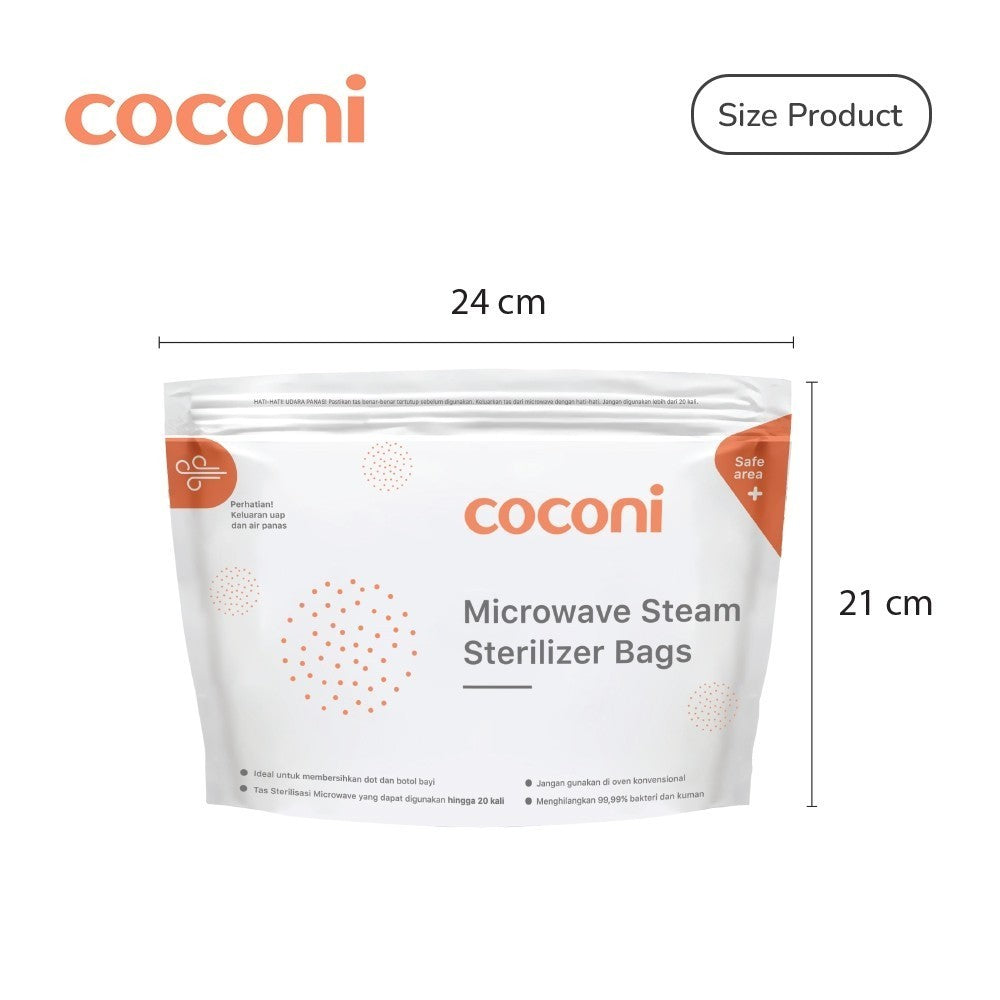 COCONI Microwave Steam Sterilizer Bag 6 Pcs | Reusable Kantong Sterilizer Botol Susu Perlengkapan Bayi isi 6Pcs