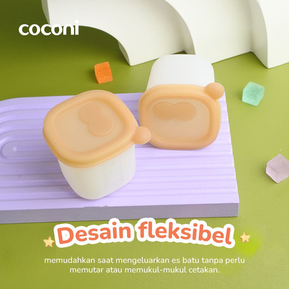COCONI Portion Pods 4 Pcs | Tempat Wadah Penyimpanan MPASI Cetakan Es Batu isi 4 Pcs Silikon BPA FREE