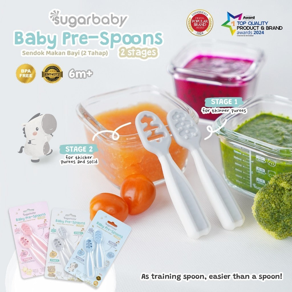 Sugar Baby Pre Spoon 2 Stages Sendok Belajar Bayi BPA FREE / Training Spoon / Peralatan Makan MPASI Bayi