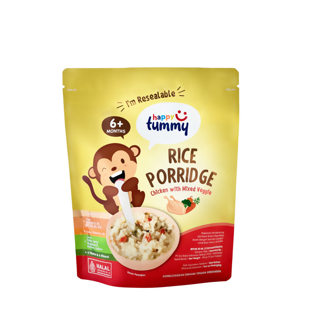 Happy tummy Rice Cereal Rice porridge bubur bayi Non MSG Bubur Bayi Bubur Sehat Penambah NAfsu Makan Cemilan Mpasi BB Booster bubur penambah Berat Badan Tanpa Pengawet Tanpa MSG mpasi instant