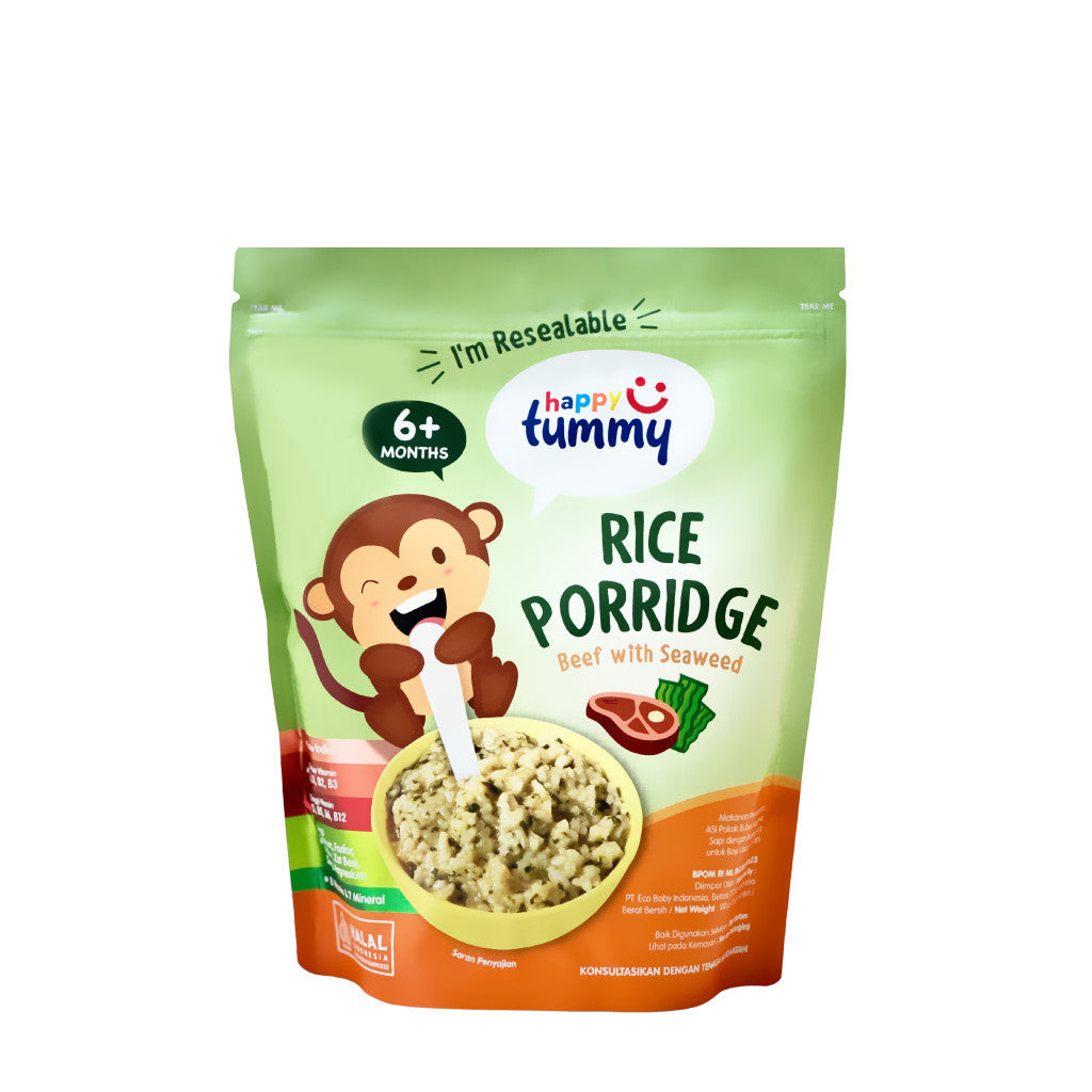 Happy tummy Rice Cereal Rice porridge bubur bayi Non MSG Bubur Bayi Bubur Sehat Penambah NAfsu Makan Cemilan Mpasi BB Booster bubur penambah Berat Badan Tanpa Pengawet Tanpa MSG mpasi instant