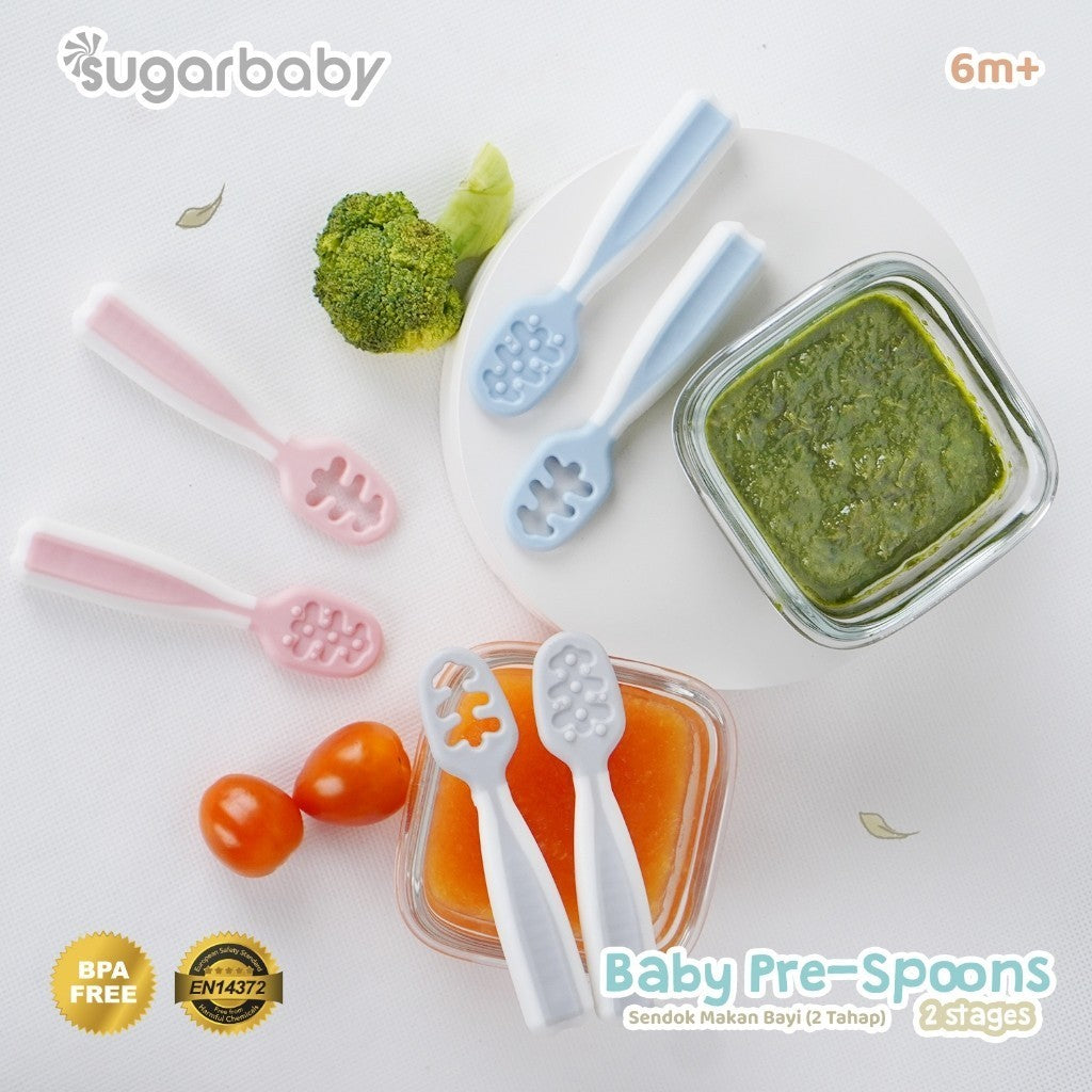 Sugar Baby Pre Spoon 2 Stages Sendok Belajar Bayi BPA FREE / Training Spoon / Peralatan Makan MPASI Bayi