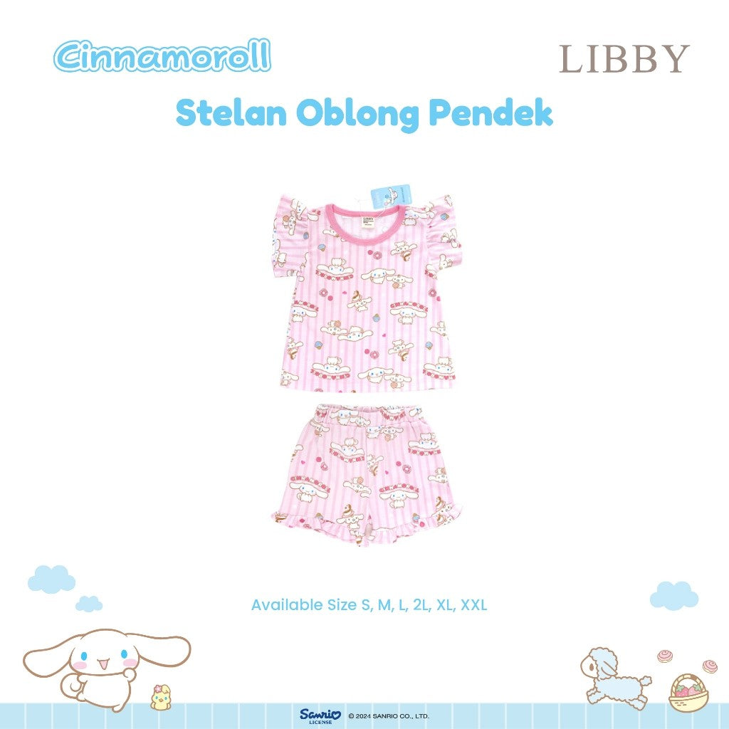 LIBBY Sanrio Setelan Piyama Oblong Anak Perempuan Kuromi Cinnamoroll Pink Limited Edition 1 Stel