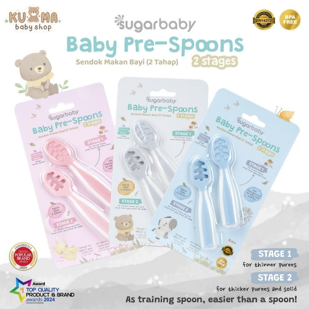 Sugar Baby Pre Spoon 2 Stages Sendok Belajar Bayi BPA FREE / Training Spoon / Peralatan Makan MPASI Bayi