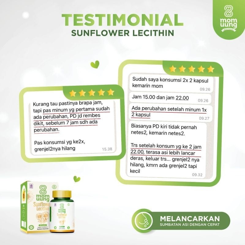 PROMO Mom Uung Sunflower Lecithin 30 Kapsul Melancarkan Sumbatan ASI Free Susu Milkflow
