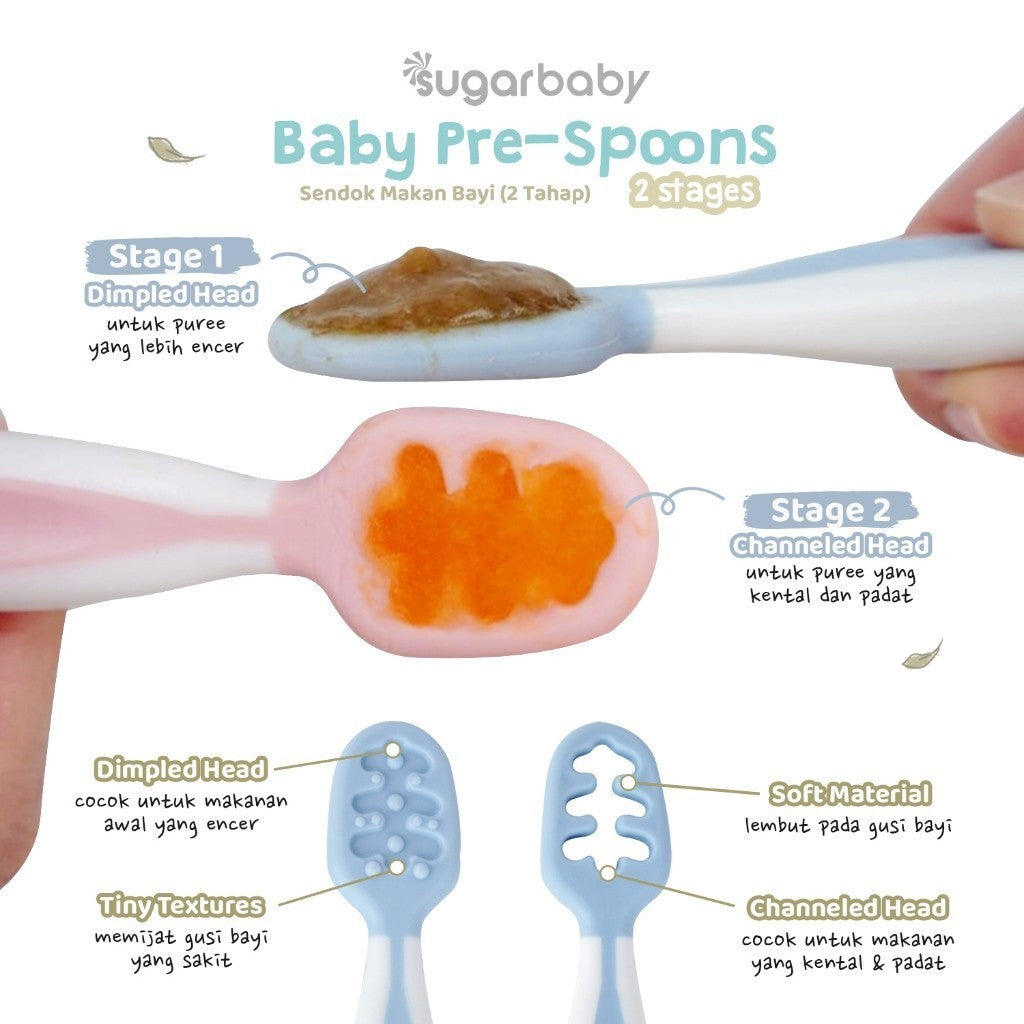 Sugar Baby Pre Spoon 2 Stages Sendok Belajar Bayi BPA FREE / Training Spoon / Peralatan Makan MPASI Bayi