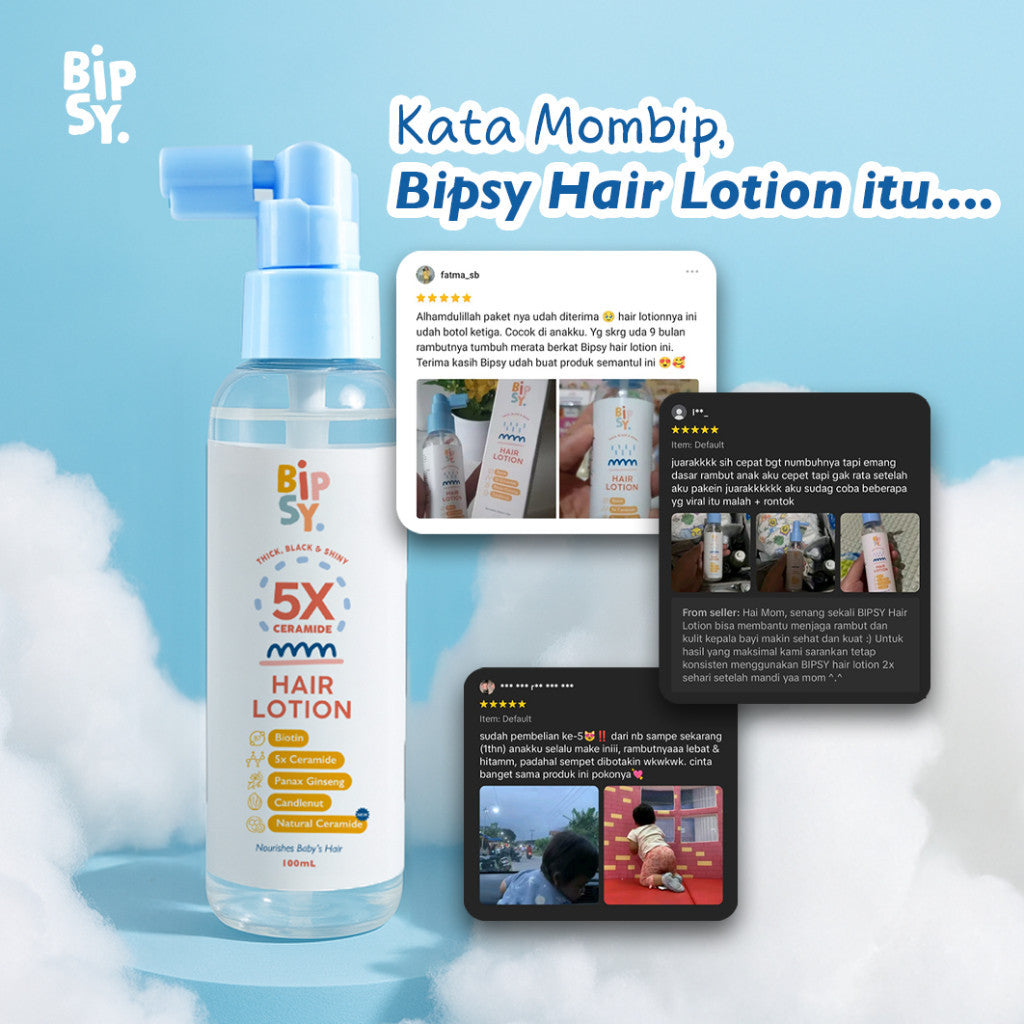 BIPSY HAIR LOTION 5X CERAMIDE 100ml - Menutrisi Rambut Bayi - Penumbuh & Penebal Rambut Bayi