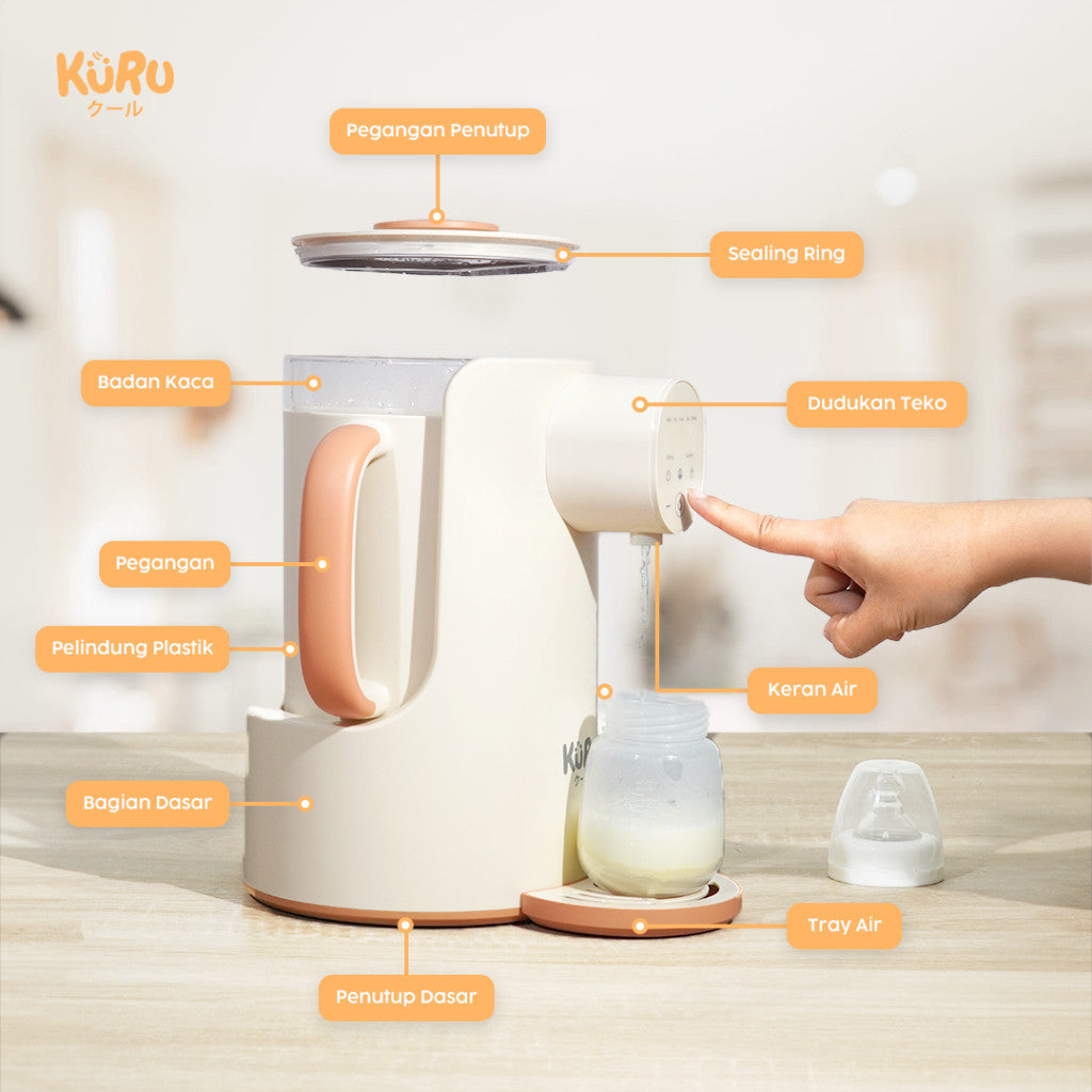 Kuru Smart Water Dispenser 2L | Pemanas Air Susu Bayi, Kopi & Teh | Touch Screen + Child Lock