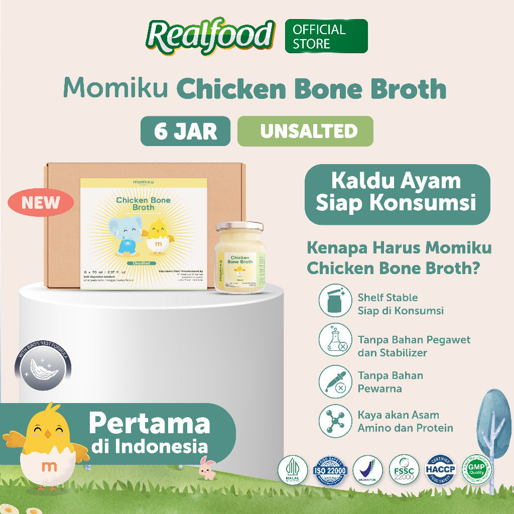 Realfood Momiku Chicken Bone Broth Unsalted Kaldu Ayam Siap Konsumsi Mpasi