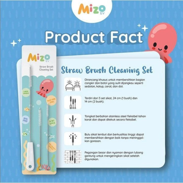 MIZO Straw Brush Cleaning Set Sikat Pencuci Sedotan Botol Minum Anak