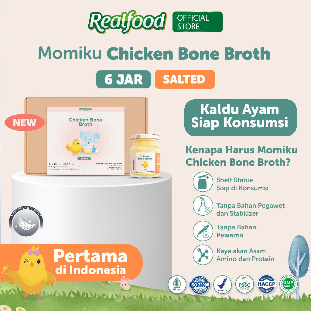 Realfood Momiku Chicken Bone Broth Salted Kaldu Ayam Siap Konsumsi Mpasi isi 6