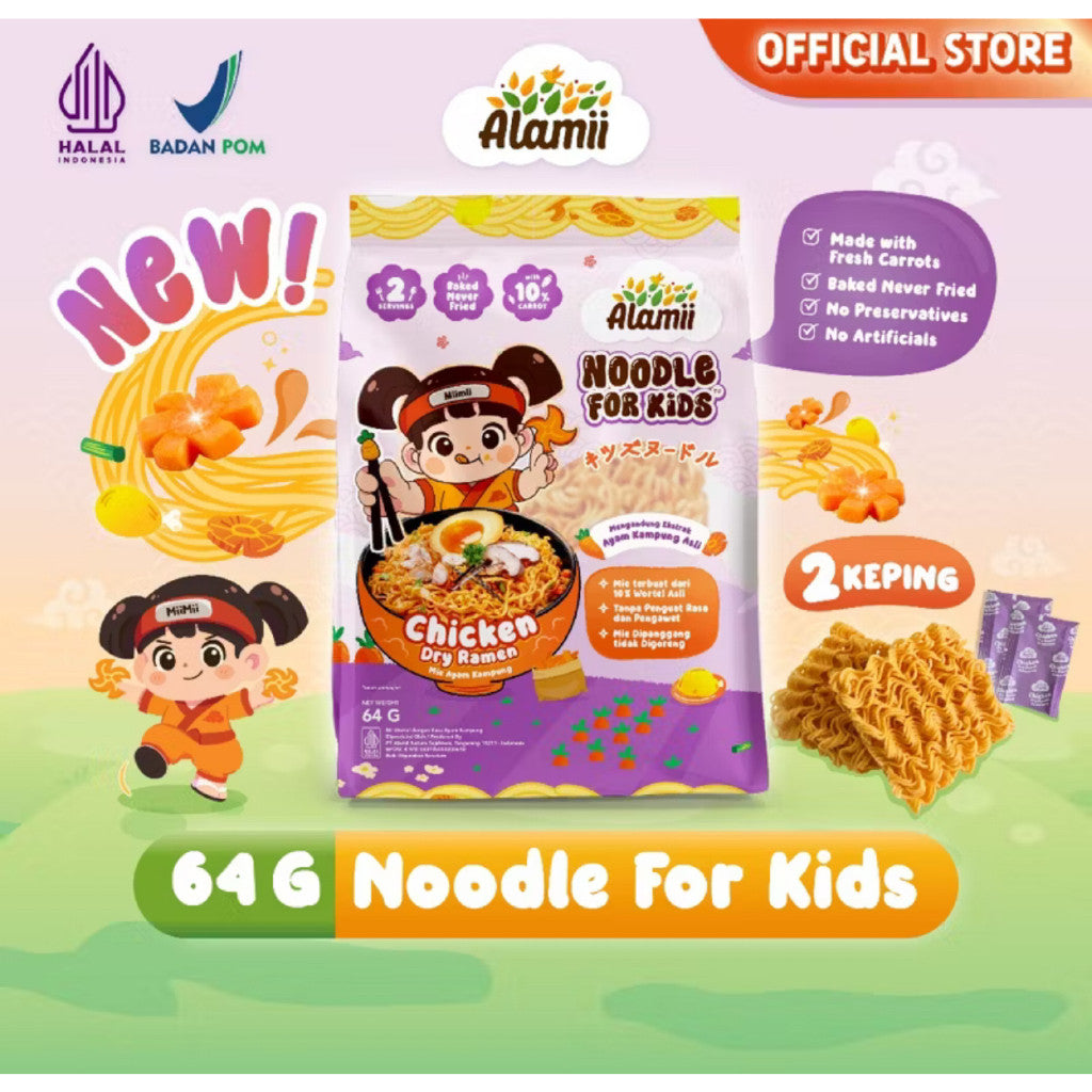 Alamii Noodle for Kids - Mie Sehat Bernutrisi untuk Anak (63-64g) | Bebas MSG dan Pengawet