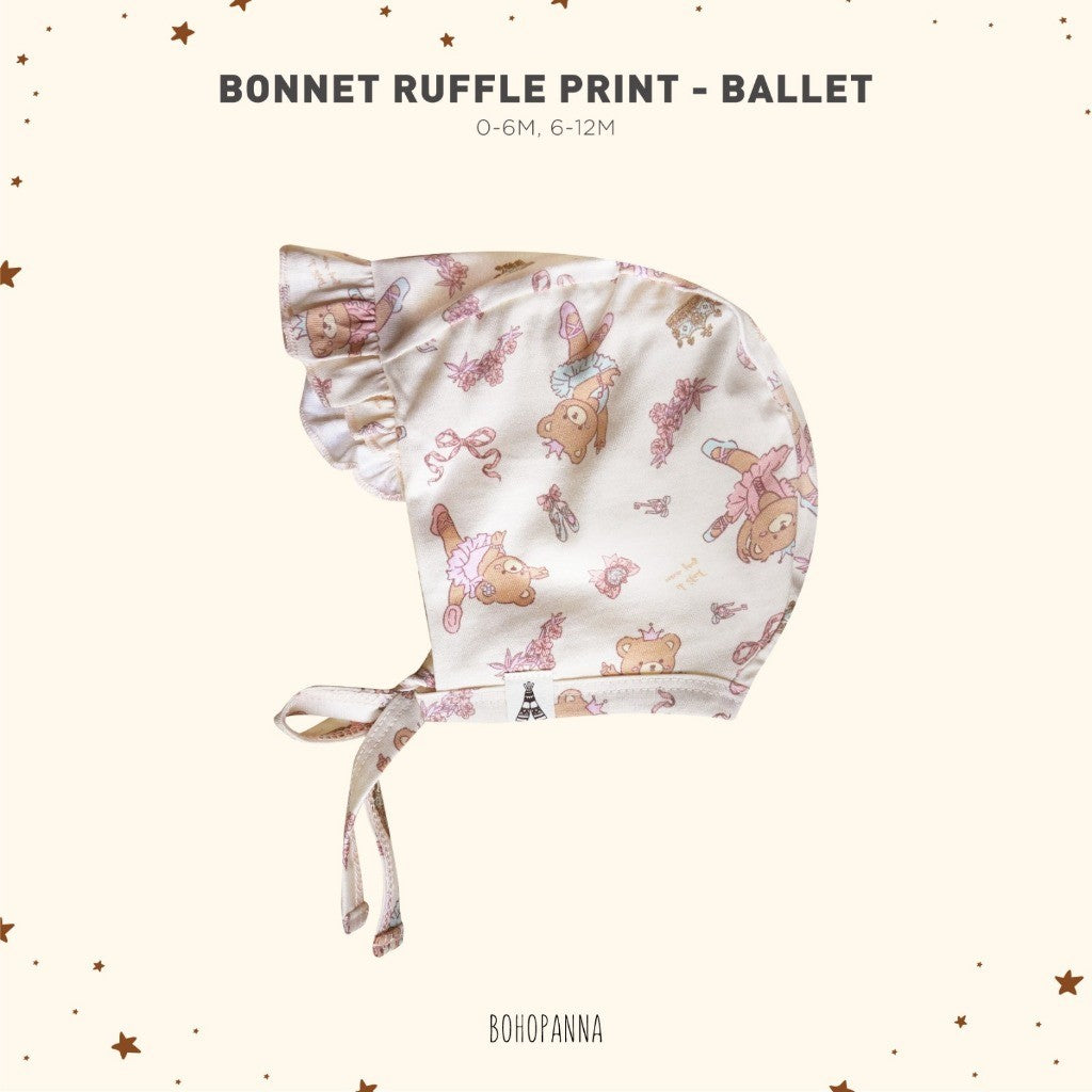 BOHOPANNA - BONNET RUFFLE PRINT - TOPI BAYI 2536