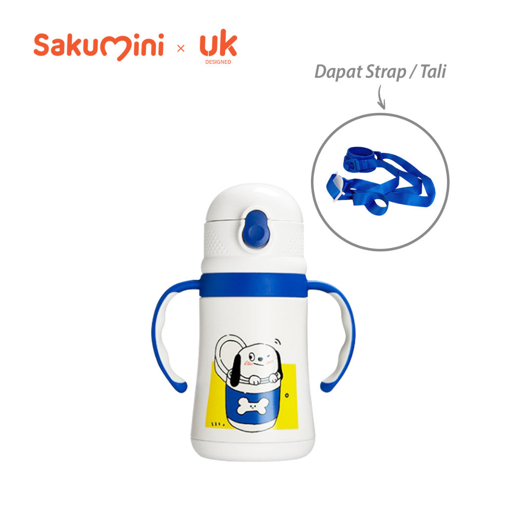 Sakumini Botol Minum Sedotan Termos Stainless Steel Straw Sippy Cup Anak 280ml