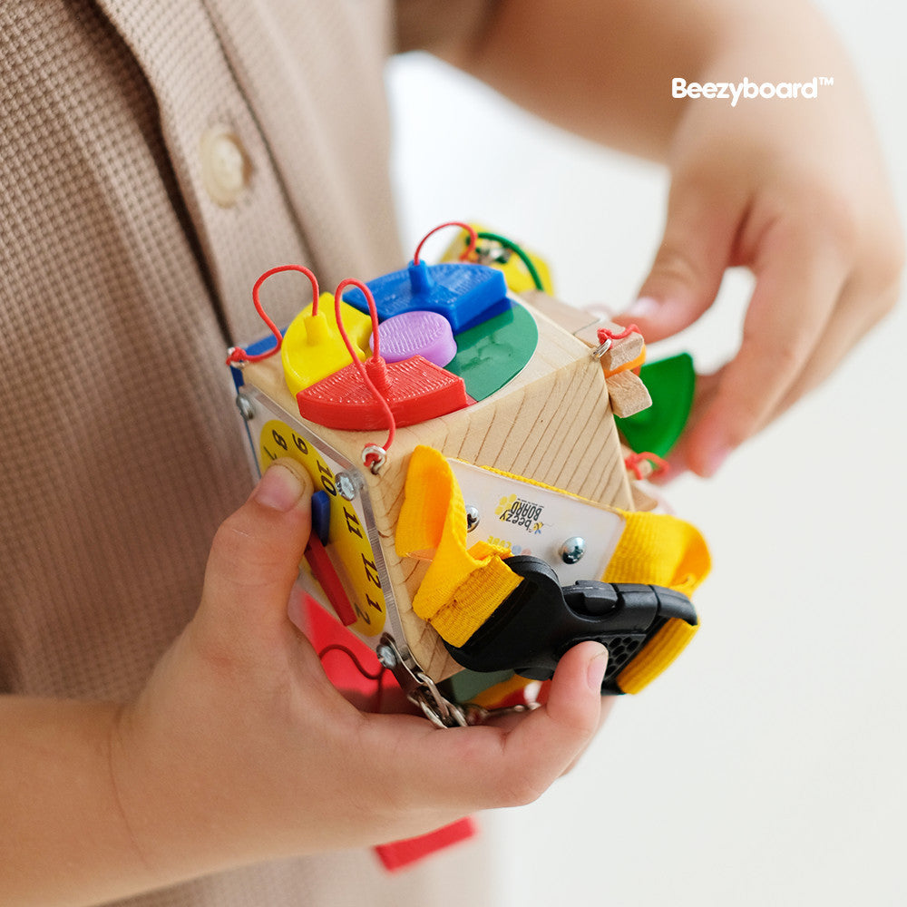 Beezyboard - Busycube Difficult 1 - mainan traveling/mainan papan sibuk/mainan kayu/mainan praktis