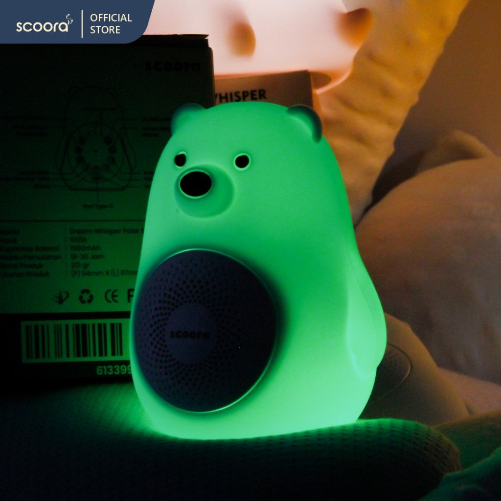 SCOORA Dream Whisper Silicone Polar Bear Lullaby White Noise Speaker Portable Baby Sleep / Baby Soother / Baby Shusher / Musik Tidur Bayi