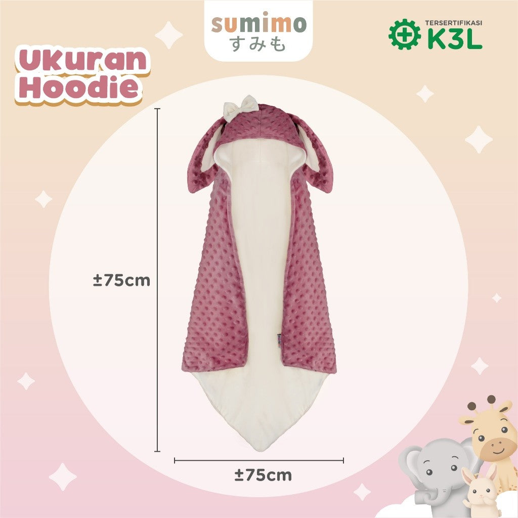 Sumimo Minky Blanket Hoodie Rabbit Matte Purple/ Selimut Topi Kelinci Bahan Minky
