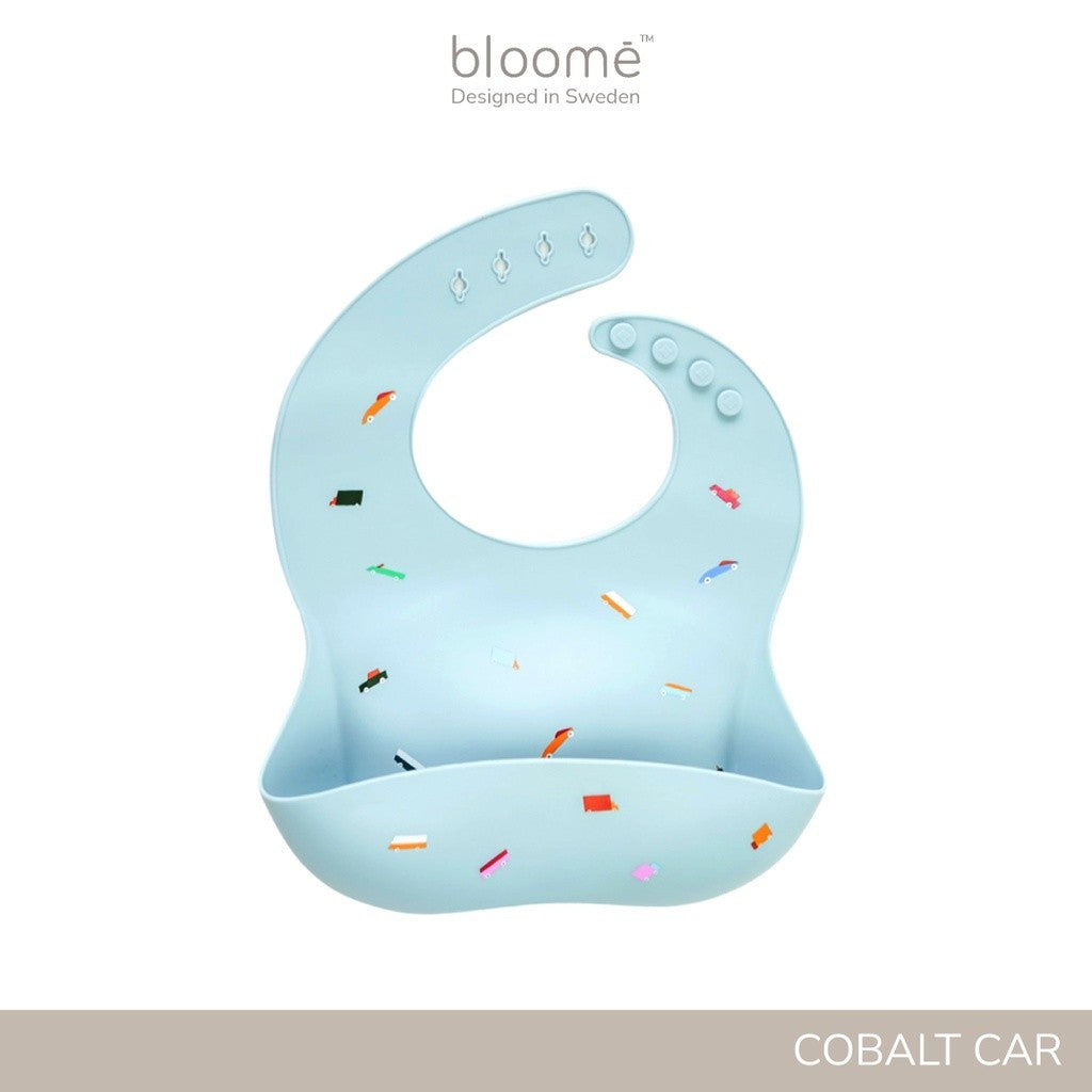 BLOOME – Printed Silicone Feeding Bib For Baby Toddler And Kids | Slaber Celemek Silikon Makan Mpasi Bayi Waterproof Premium