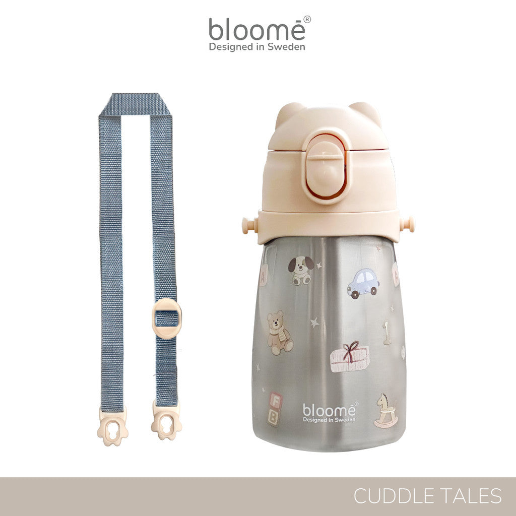 BLOOME - Stainless Training Straw Cup With Strap - Botol Minum Anak 300ml with Premium Stainless 316