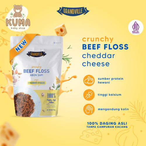 Grandville Beef Cheddar Cheese Floss (Abon Sapi Keju Cheddar) Original 90gr