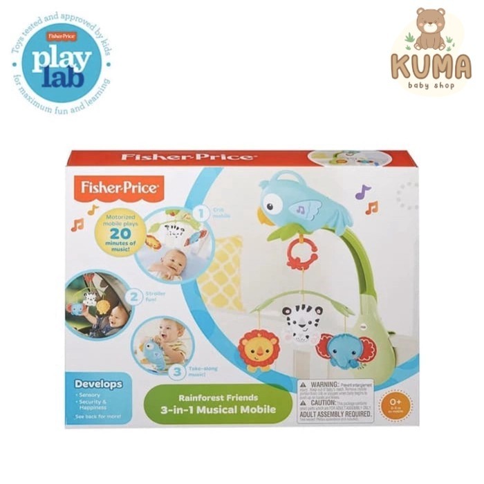 FISHER PRICE RAINFOREST FRIENDS 3 in 1 MUSICAL MOBILE ORIGINAL