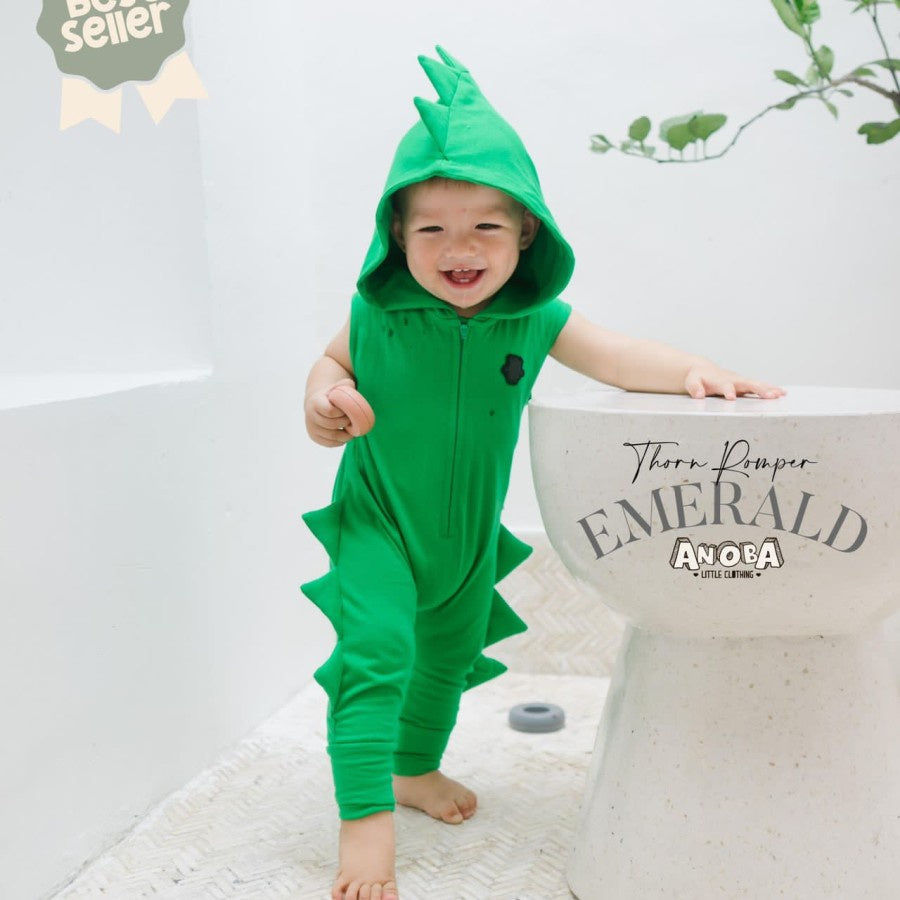 THORN ROMPER EMERALD . baju dino anak